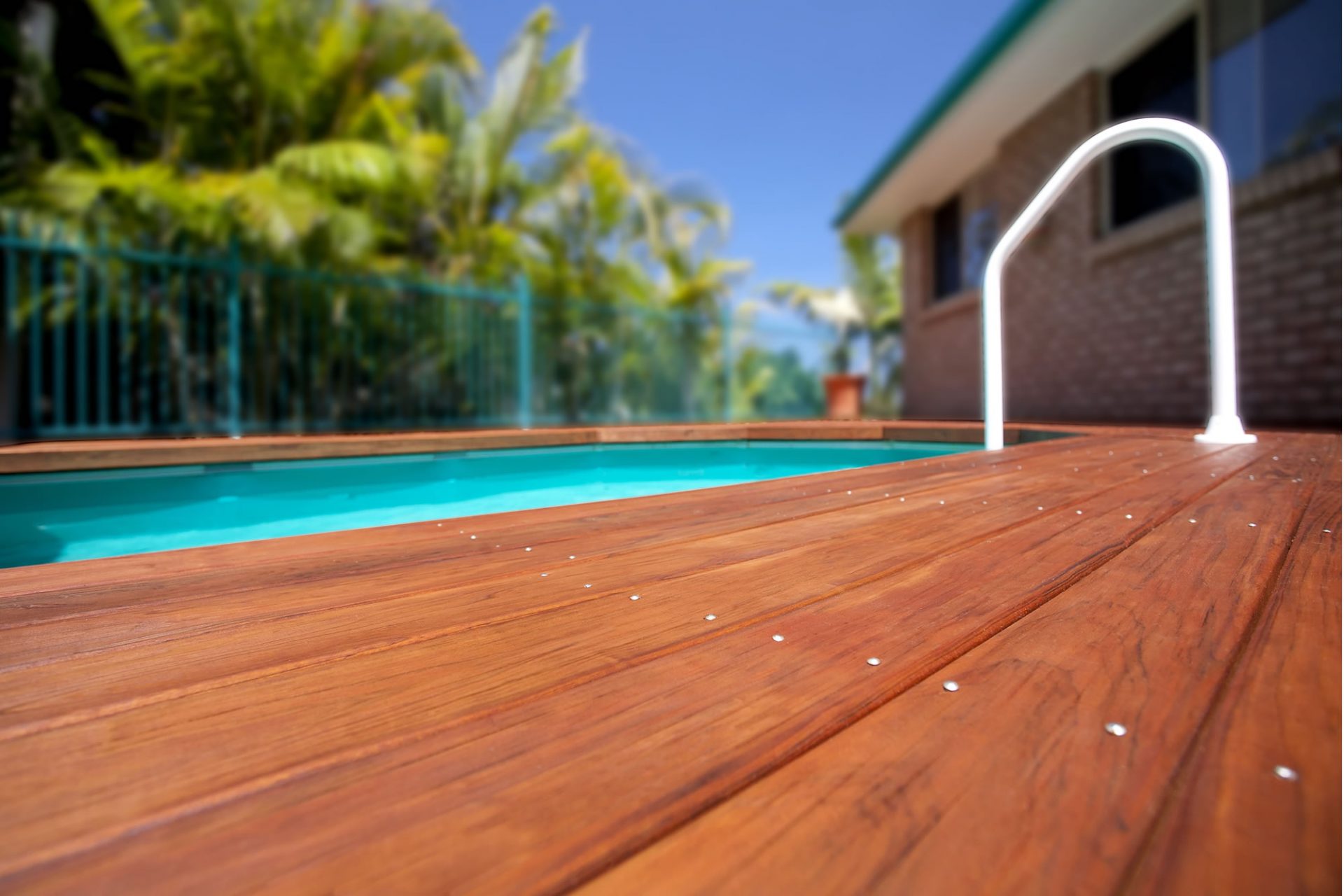 Dark timber pool deck